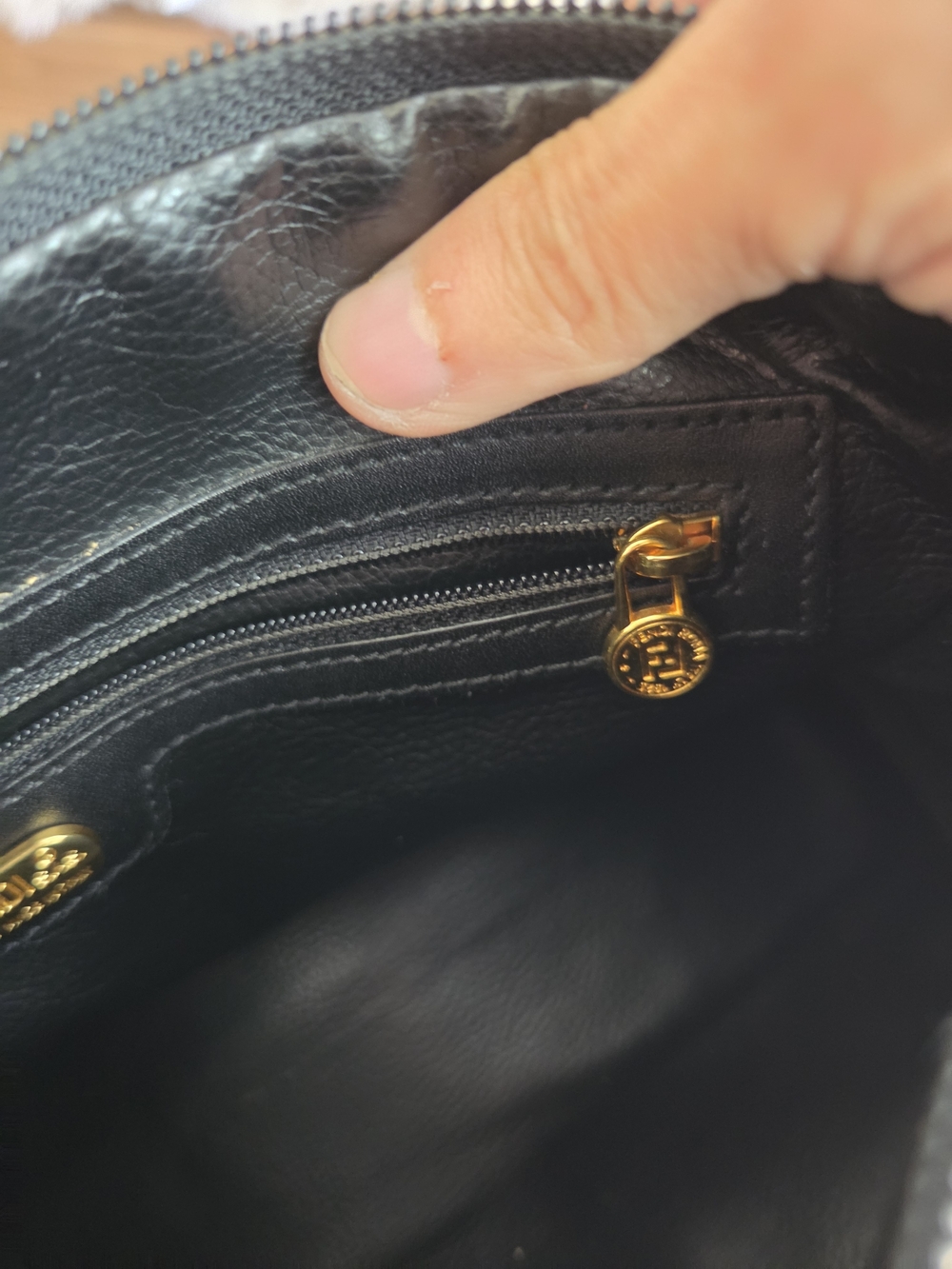 Fendi Black Structured Top-Handle Satchel with Gold Hardware - Picture 12 of 16